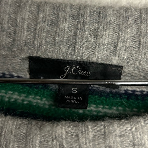 J.CREW Sweater Womens S Wool Alpaca Oversized Boxy Gray Green Striped Cabincore - Picture 3 of 14